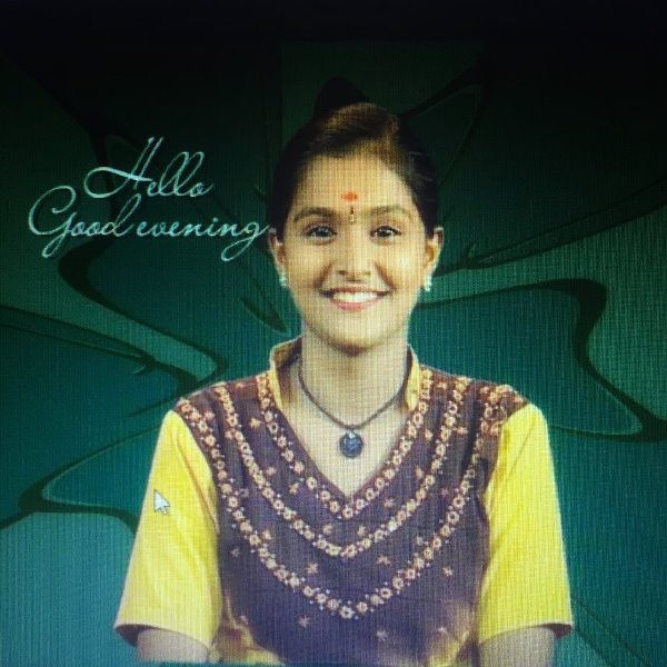Ramya Nambeesan as a host in the music show Hello Good Evening